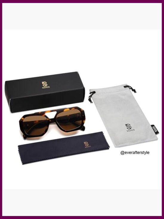 Polarized Aviator Sunglasses with Hexagonal Square Design